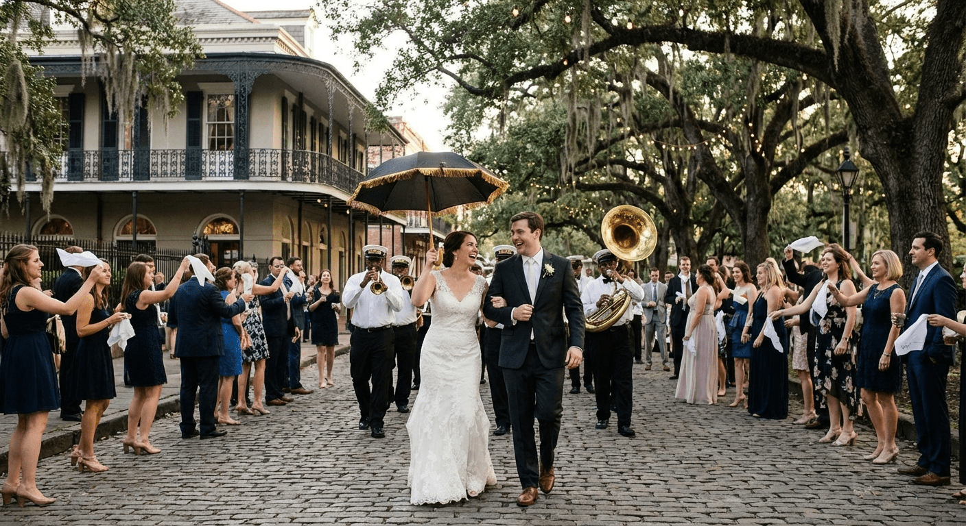 Wedding photography in New Orleans capturing authentic city moments and local traditions