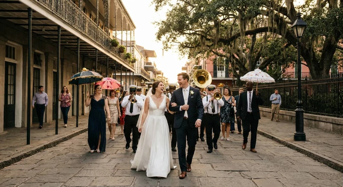 Wedding photography in New Orleans capturing authentic city moments and local traditions